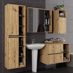Meuble de salle de bain, chêne artisanal/gris graphite, 50 x 170 x 30 cm