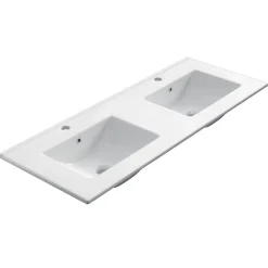 Meuble de salle de bain double vasque - 4 tiroirs - IRIS et miroir Led STAM - cambrian (chêne) - 120cm