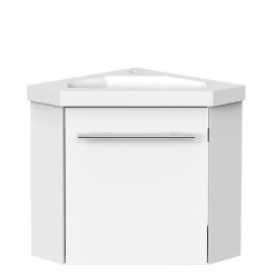 Meuble de Salle de Bain d'Angle Gain de Place, Lave Main, Blanc Crème, 40x40 cm