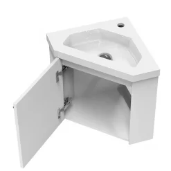Meuble de Salle de Bain d'Angle Gain de Place, Lave Main, Blanc Crème, 40x40 cm