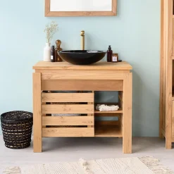 Meuble de salle de bain en teck Zen 85cm
