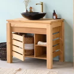 Meuble de salle de bain en teck Zen 85cm