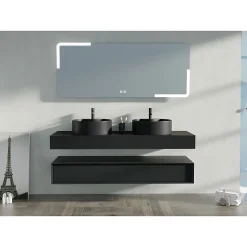 Meuble de salle de bain FABRIANO 1600 Noir mat