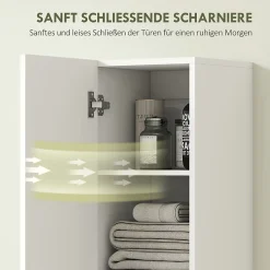 Meuble de salle de bain mural, surface laquée, 6 étagères, MDF, blanc