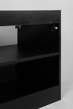 Meuble de salle de bain, Noir + poignée dorée, 40 x 57 x 46 cm