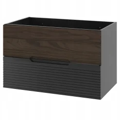 Meuble de salle de bain sous vasque suspendu AVELLA noyer et noir 80 cm