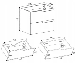 Meuble de salle de bain suspendu sous vasque MODERN cachemire 80 cm