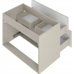 Meuble de salle de bain sous vasque suspendu AQUA cachemire 80 cm façades rainurées