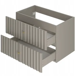 Meuble de salle de bain sous vasque suspendu AQUA cachemire 80 cm façades rainurées