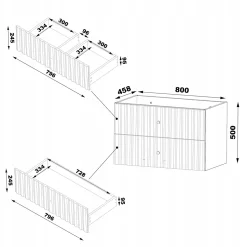 Meuble de salle de bain sous vasque suspendu AQUA cachemire 80 cm façades rainurées