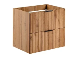 Meuble de salle de bain suspendu strié avec vasque à encastrer - Naturel clair - 60 cm - ZEVARA