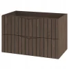 Meuble de salle de bain sous vasque suspendu STELLA coloris noyer 80 cm façades rainurées