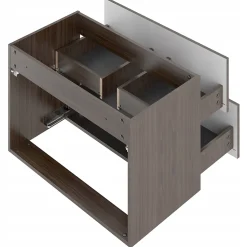Meuble de salle de bain sous vasque suspendu STELLA coloris noyer 80 cm façades rainurées