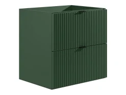 Meuble de salle de bain suspendu strié avec vasque à encastrer - Vert mat - 60 cm - ZEVINI