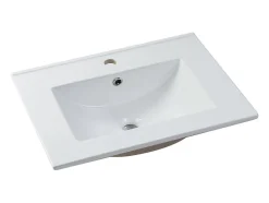 Meuble de salle de bain suspendu strié avec vasque à encastrer - Vert mat - 60 cm - ZEVINI