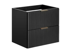 Meuble de salle de bain suspendu strié avec vasque à encastrer - Noir - 60 cm - ZEVARA