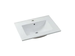 Meuble de salle de bain suspendu strié avec vasque à encastrer - Noir - 60 cm - ZEVARA