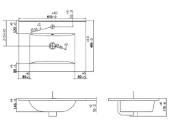 Meuble de salle de bain suspendu strié avec vasque à encastrer - Noir - 60 cm - ZEVARA