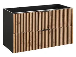 Meuble de salle de bain suspendu avec vasque à encastrer - Naturel clair et noir - 80 cm - MADELA