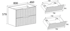 Meuble de salle de bain suspendu sous vasque VENA blanc 80 cm