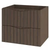Meuble de salle de bain sous vasque suspendu STELLA coloris noyer 60 cm façades rainurées