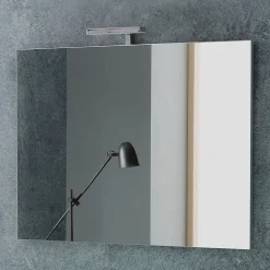 Meuble De Salle De Bain Suspendu Lotto 80Cm Chêne Gris Avec Façade Blanche Et Lavabo Au-Dessus