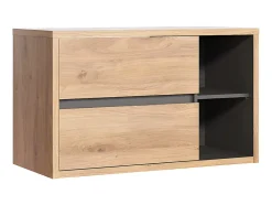 Meuble de salle de bain suspendu avec vasque ronde - Coloris naturel - 100 cm - PURNAL