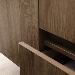 Meuble De Salle De Bain Suspendu 120Cm, Porte Et 2 Tiroirs En Noyer Foncé, Lavabo À Poser Et Miroir 120X70 - Siena