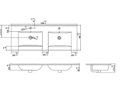 Meuble de salle de bain suspendu strié avec vasque à encastrer - Noir - 120 cm - ZEVARA