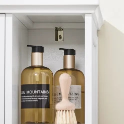 Meuble de Salle de Bain sous Lavabo 2 Portes avec Niche et Étagère Réglable en MDF Blanc