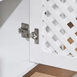 Meuble de Salle de Bain sous Lavabo 2 Portes avec Niche et Étagère Réglable en MDF Blanc