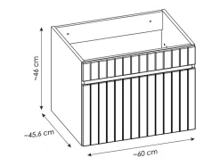 Meuble de salle de bain suspendu strié blanc avec vasque ronde à poser - 60 cm - SATARA