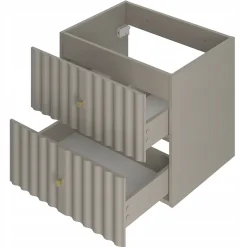 Meuble de salle de bain sous vasque suspendu AQUA cachemire 60 cm façades rainurées