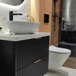 Meuble de salle de bain suspendu sous lavabo ADEL NOIR 80 cm