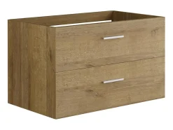 Meuble de salle de bain suspendu simple vasque avec colonne de rangement - Coloris naturel clair - 80 cm - KAYLA