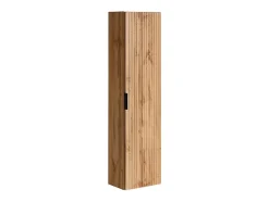 Meuble de salle de bain suspendu strié avec vasque à encastrer et colonne - Coloris naturel clair - 80 cm - ZEVARA