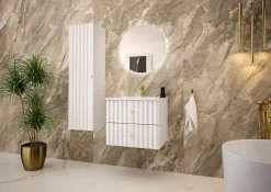 Meuble de salle de bain sous vasque suspendu AQUA blanc 60 cm façades rainurées