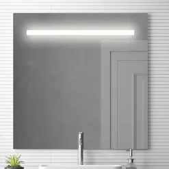 Meuble de salle de bain simple vasque - 3 tiroirs - TIRIS 3C et miroir Led STAM - cambrian (chêne) - 80cm