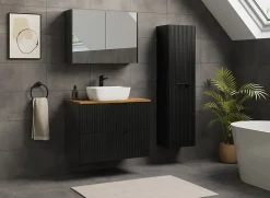 Meuble de salle de bain suspendu sous vasque VENA noir 80 cm