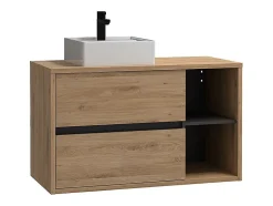 Meuble de salle de bain suspendu vasque carrée - coloris naturel - 100 cm - PURNAL