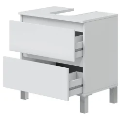 Meuble de salle de bain sous évier 60 cm avec 2 tiroirs coloris blanc - Longueur 60 x Profondeur 40 x Hauteur 63 cm