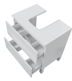 Meuble de salle de bain sous évier 60 cm avec 2 tiroirs coloris blanc - Longueur 60 x Profondeur 40 x Hauteur 63 cm