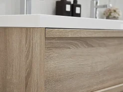 Meuble de salle de bain suspendu avec vasque à encastrer - Coloris naturel clair - 120 cm - QUADRA