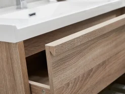 Meuble de salle de bain suspendu avec vasque à encastrer - Coloris naturel clair - 120 cm - QUADRA