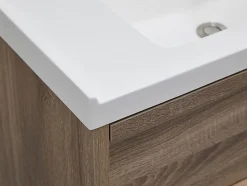 Meuble de salle de bain suspendu avec vasque à encastrer - Coloris naturel clair - 120 cm - QUADRA