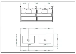Meuble de salle de bain TAWA 4 tiroirs 120 cm chêne et blanc T-BATH Inclus lavabo acrylique et miroir