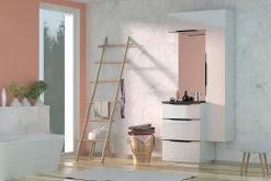 Meuble de salle de bains haut blanc brillant l.60 x H.30 x P.30 cm, Pamili