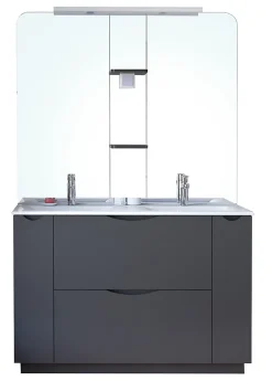 Meuble de salle de bains à poser H.185 x l.120 cm, anthracite, Palermo