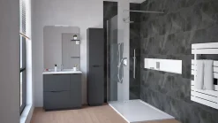 Meuble de salle de bains à poser H.185 x l.80 cm, anthracite, Palermo