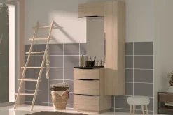 Meuble de salle de bains haut effet bois l.60 x H.30 x P.30 cm, Pamili